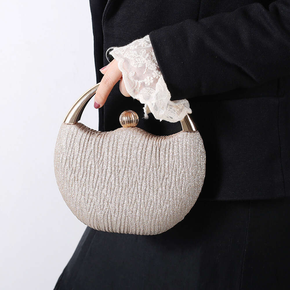 Dinner Bag New Bright Pink Handheld Banquet Fashion Arc Dinner Wedding Gift Party Bead Evening Dress Bag KQ