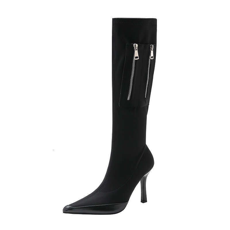 Woman Sandals Spicy Girl High Top Long For Children Autumn Winter New Item Heel Pointed Silk Slimming And Elastic Slim Boots