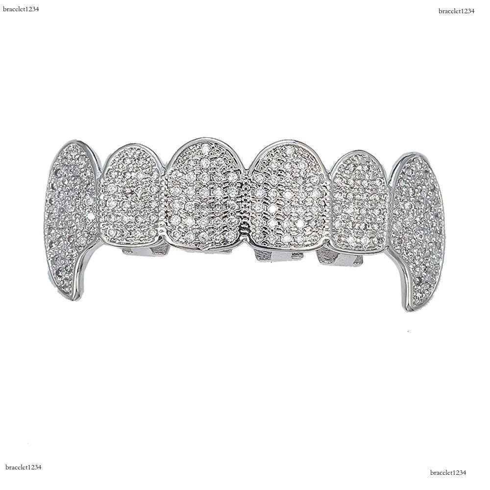 Luxury designer Gold shiny ice Teeth Ice out VVS Moissanite grill Ricky up and down grill set Hip Hop jewelry free shipping