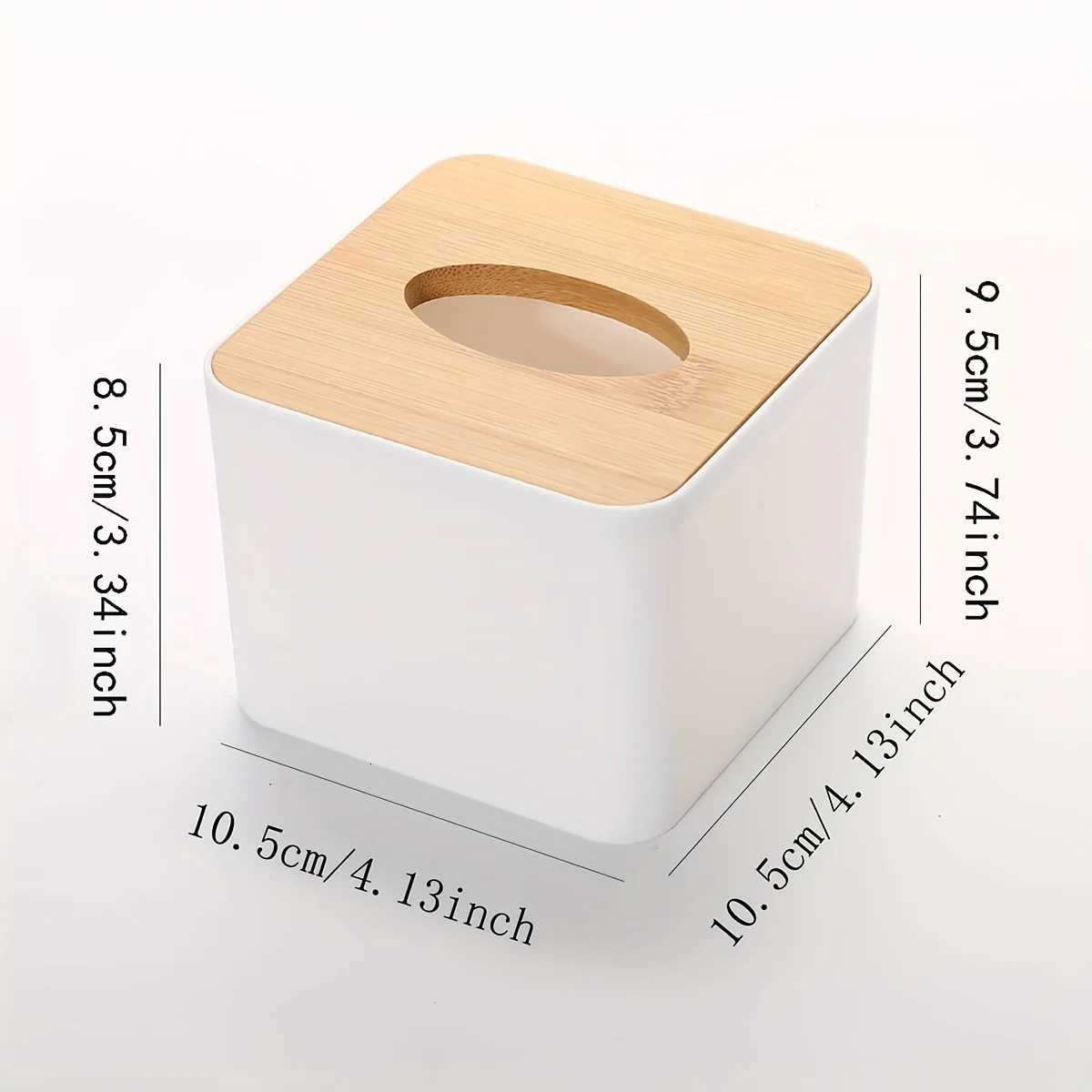 1pc/2pcs-Nordic Style Plastic Tissue Box with Wooden Cover - Paper Box for Restaurants and Rooms - Tissue StorageM251124