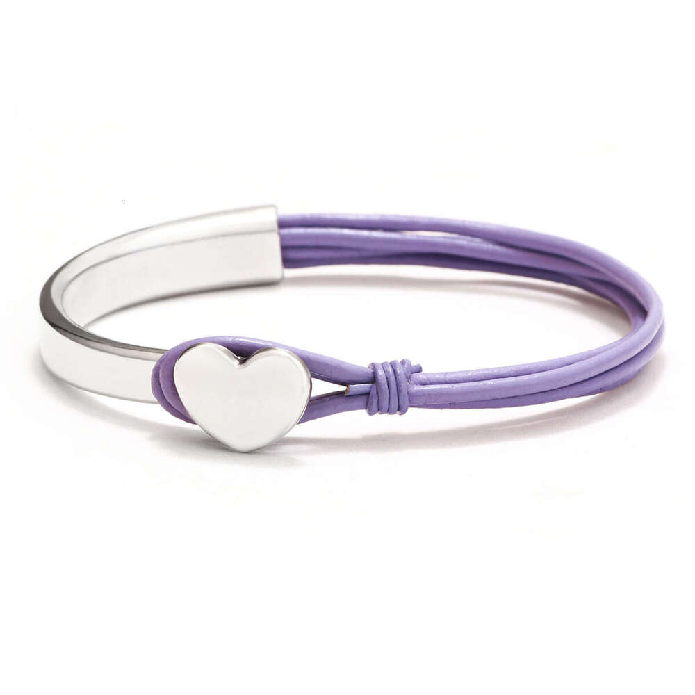 Hot selling Bohemian style with rope, heart-shaped simple sier leather bracelet, PU patchwork bracelet