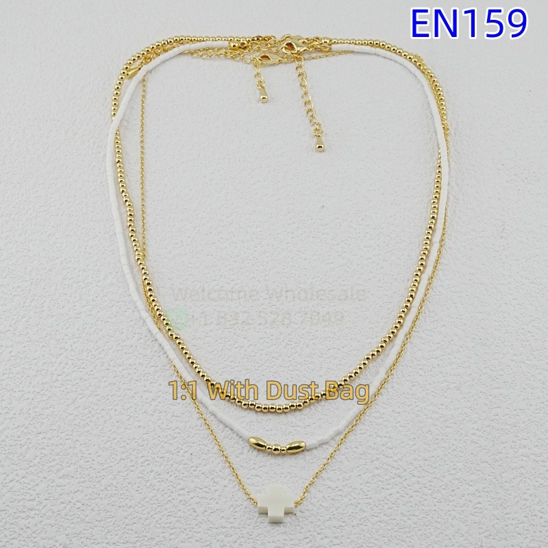 1:1 E-Newton Brand Multi Layer Cross Pendant Necklaces Brand Jewelry Gold Chain Luxury Jewelry Christmas Gift EN159