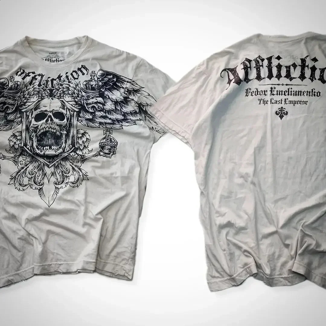 Y2K ultrafine Tshirt mens short sleeved Gothic clothing top street clothing Tshirt Harajuku retro hiphop skull pattern 250411