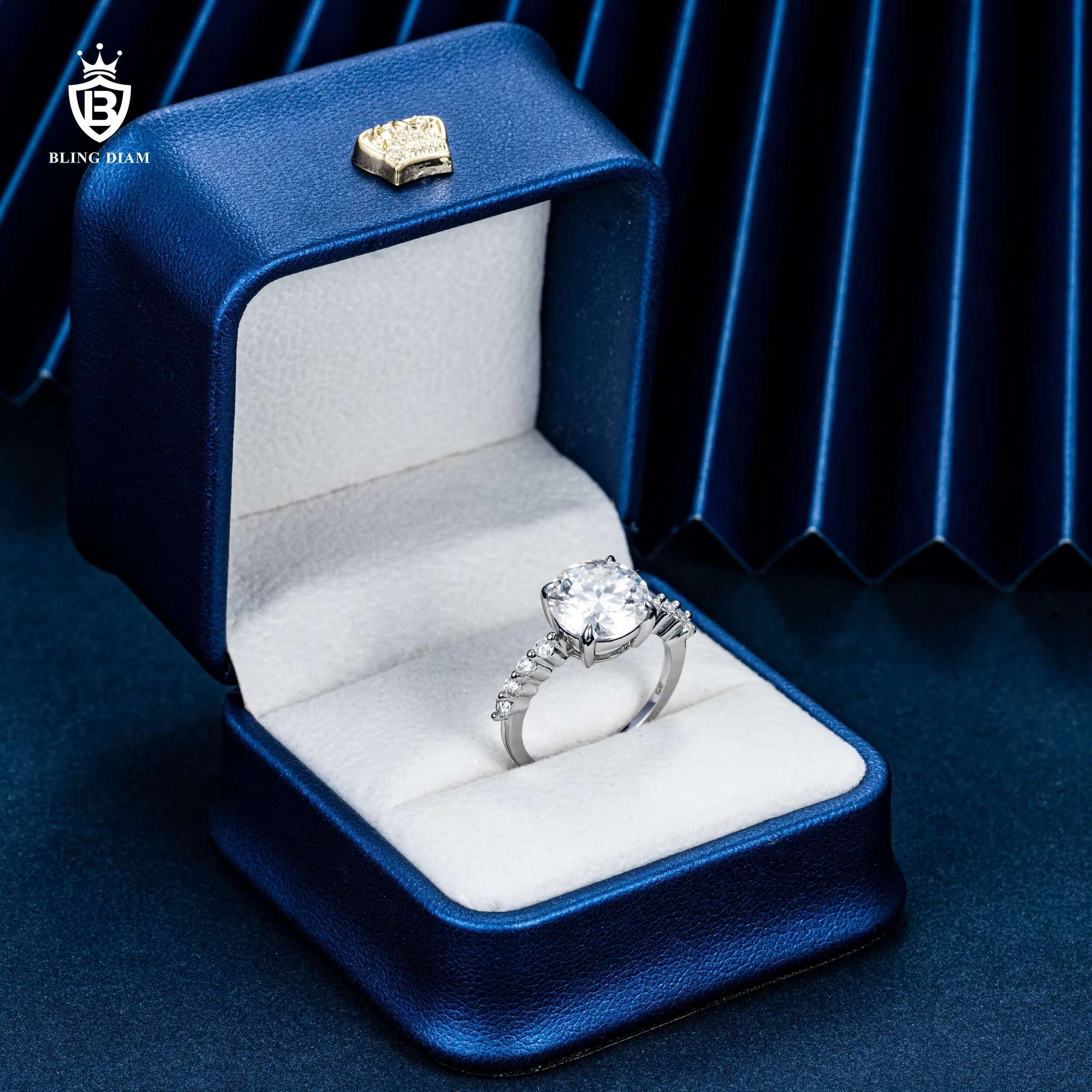 Blingdiam Wedding Engagement Diamond Ring Set Jewelry Women Jewelry 925 Sterling Silver Vvs Round Moissanite Ring for Women