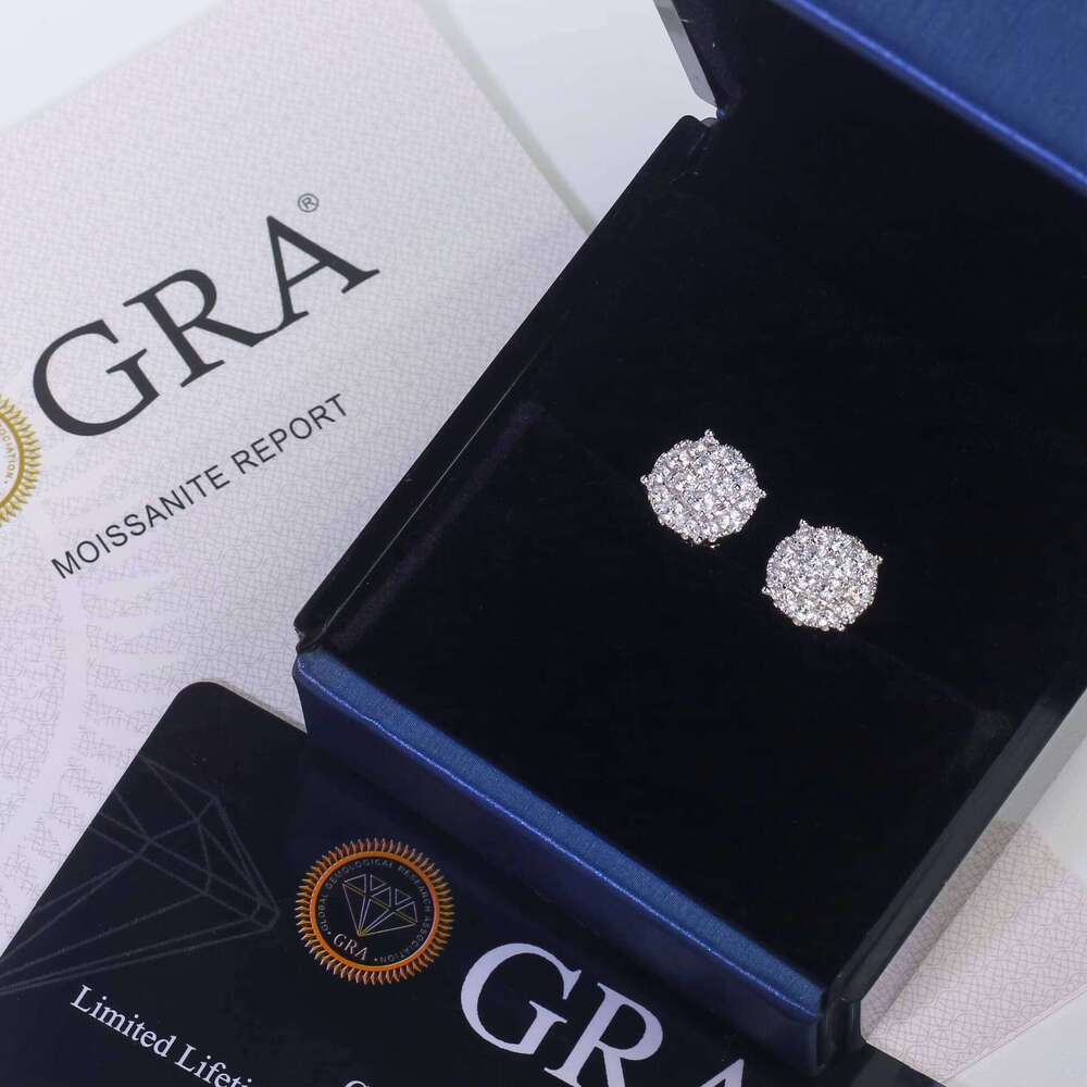High Quality Jewelry Flower Cluster Shape Sterling Silver GRA Certified Silicon Stone Earrings