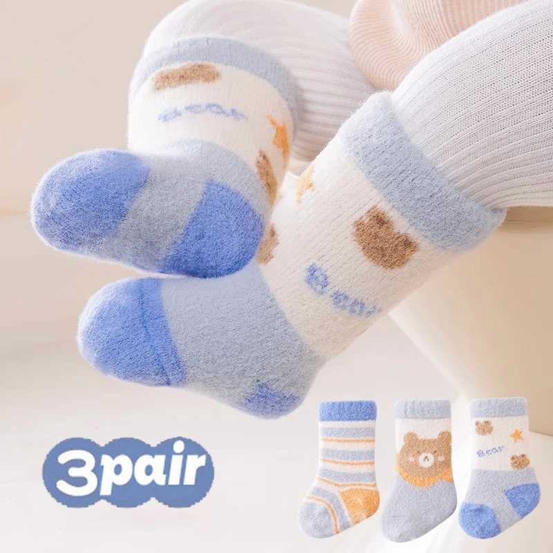 3 Pair Childrens Socks Winter Thick Warm Socks Cute Soft Mid Tube Socks Autumn Socks Baby Floor Socks G251124
