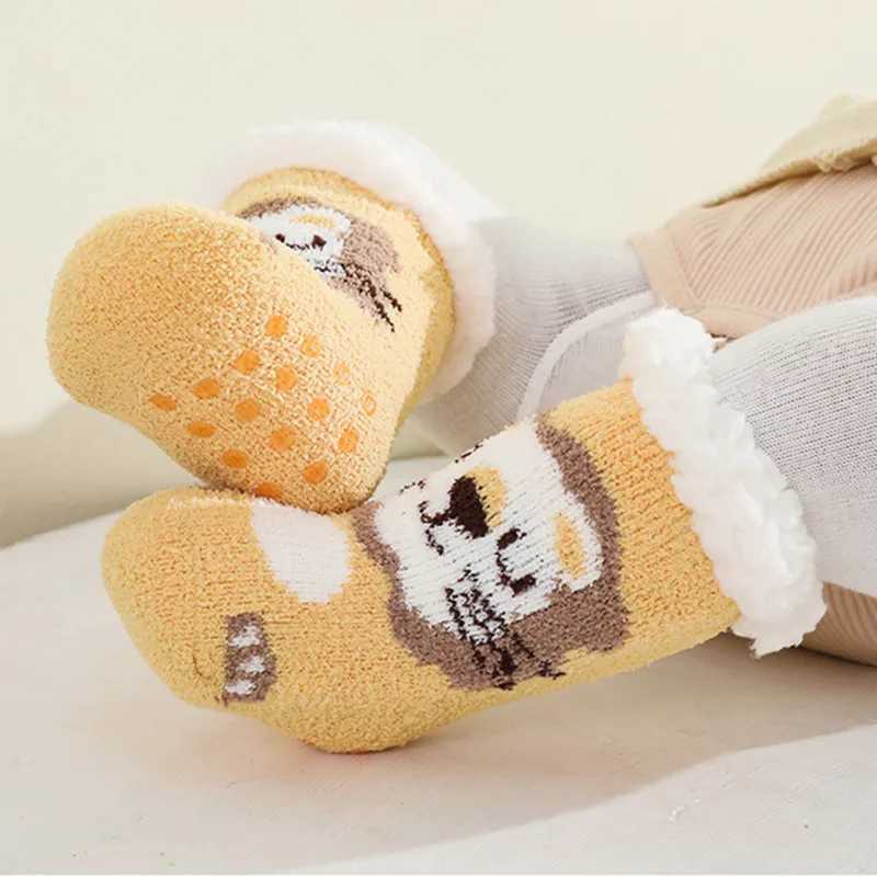 Cute Winter Baby Christmas SOCKS Thicken Cotton Warm Newborn Kids Floor Sock Non-Slip CHIldren SOCKS For 0-4 Years G251124