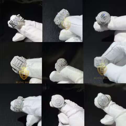 Hip-hop Tennis Ring New Custom Cuban Ring Man 925 Sterling Silver Cuban Moissanite Ring