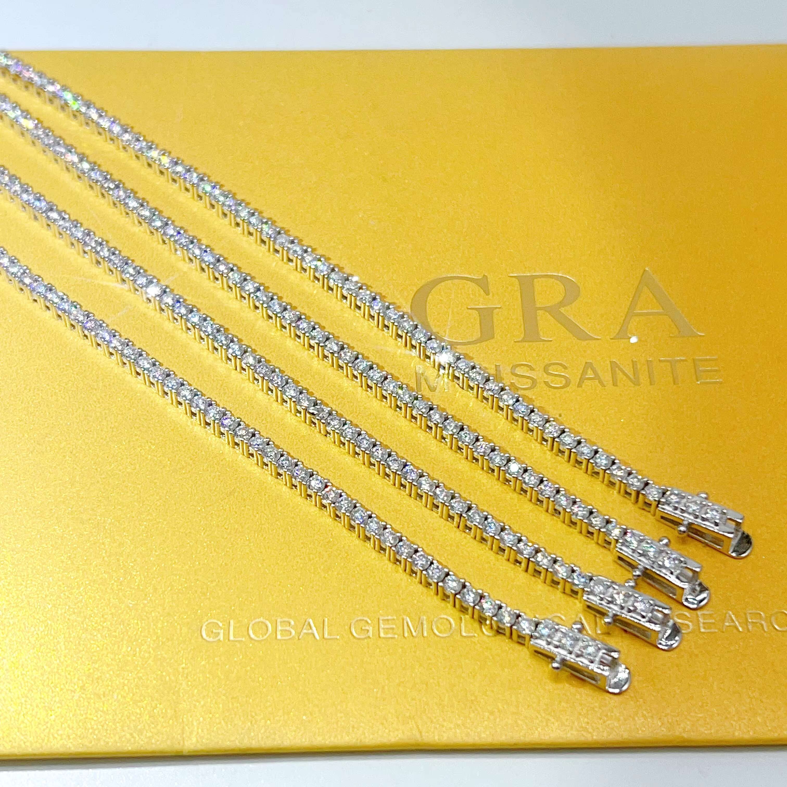 Fine Jewelry GRA Certificate 925 Sterling Silver 2mm-6.5mm Vvs Moissanite Iced Out Tennis Chain Bracelet