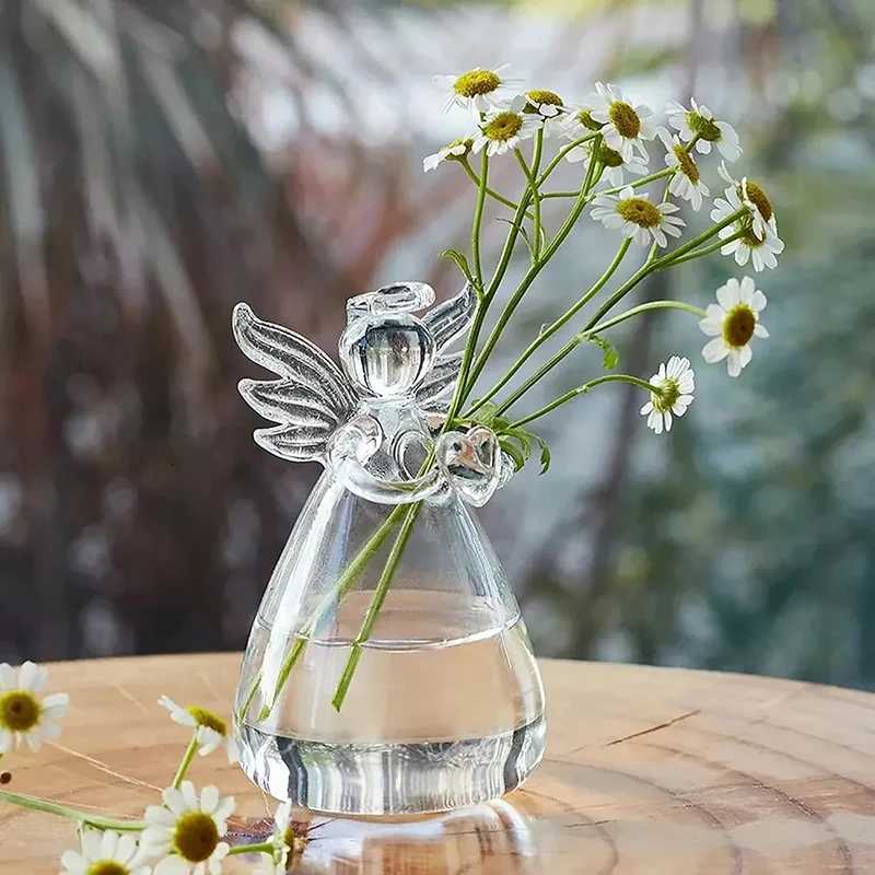 New Transparent Angel Hydroponic Vase Home Decor Nordic Simple Living Room Study Table Accessories Desk Ornament Glass Flowerpot C251124