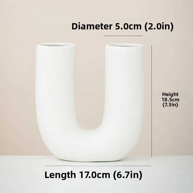 U Shape Ceramic Vase for Fresh Flower Pampas Grass Home Decoration Table Centerpiece Kitchen Bathroom Decor Living Room C251124