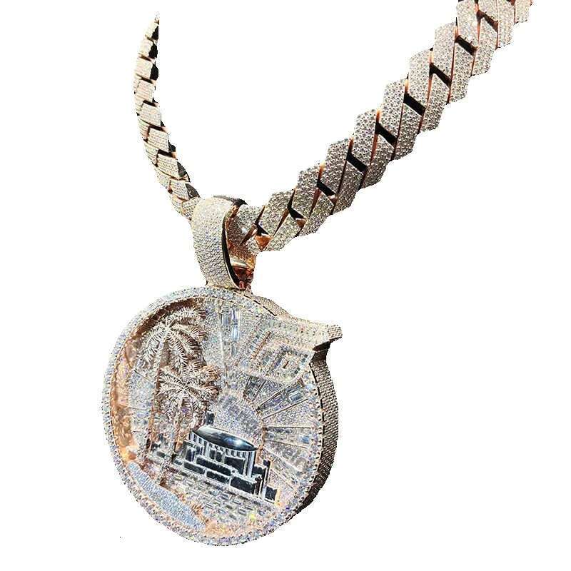 Dazzling Sterling Sier Hip-Hop Rock Pendant with Vvs Moissanite Perfect for Music Parties 3 Inches