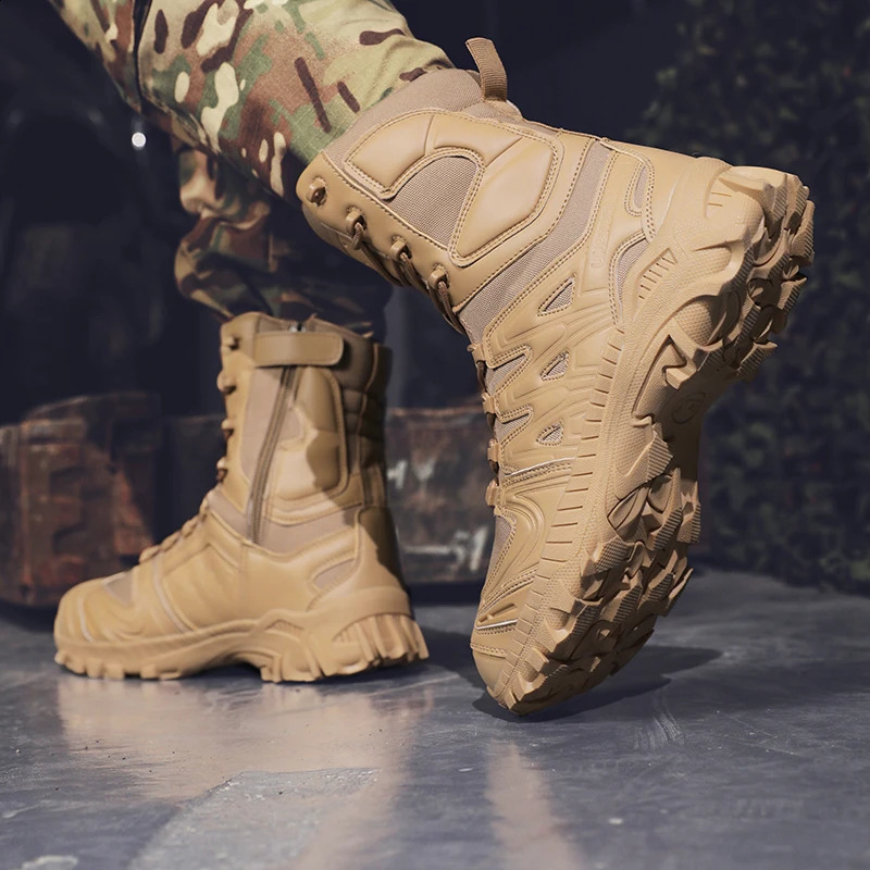 Mens Four Seasons Breathable Desert Hiking Boots Mens High Top Outdoor Mountaineering Boots Alum Fishing Boots Hiking Boots 250421
