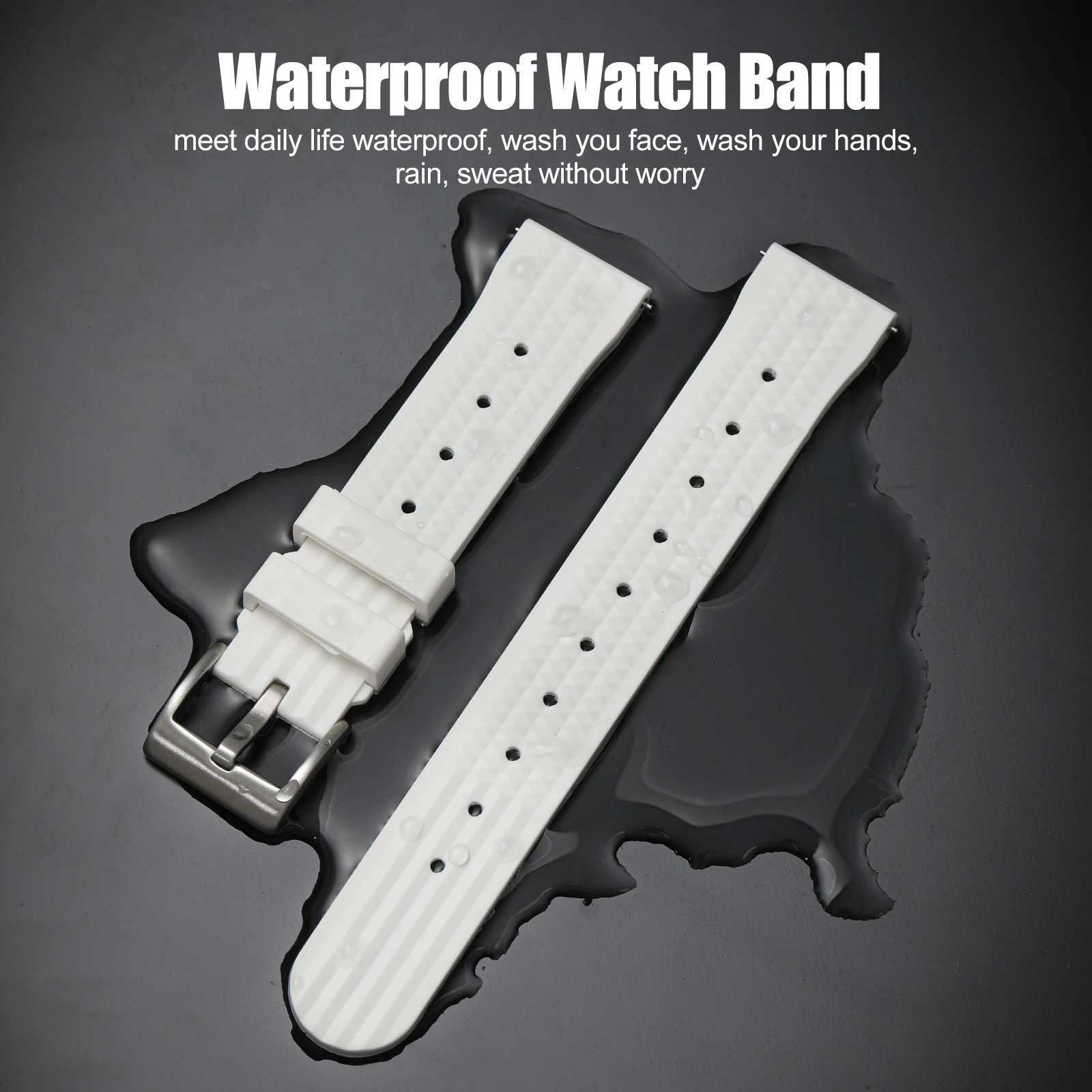 FKM Rubber Waffle Watch Strap 20mm 22mm Fluororubber Strap Universal Diver Waterproof Cfortable Sports Fast Release Watchbands C251124