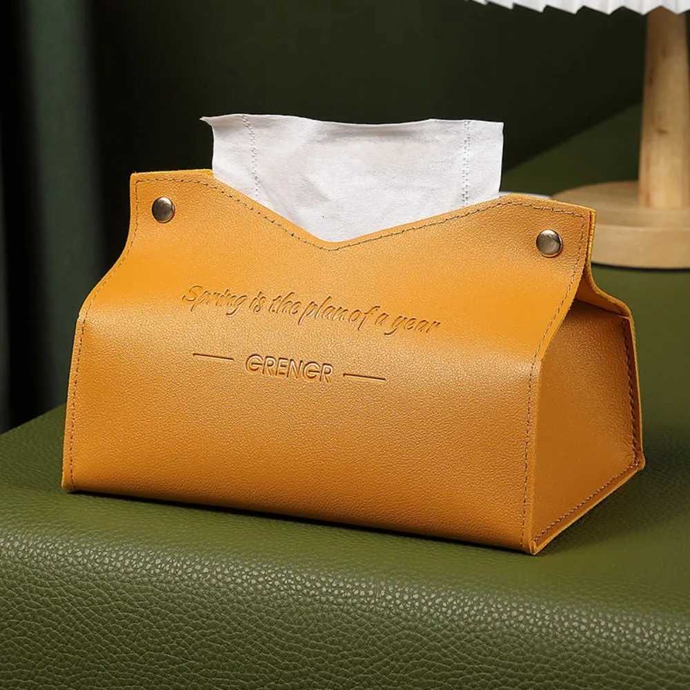 Leather Tissue Box Storage For Car Toilet Home Living Room Decoration Bedroom Kitchen Desktop Nordic Large Boxes WholesaleM251124