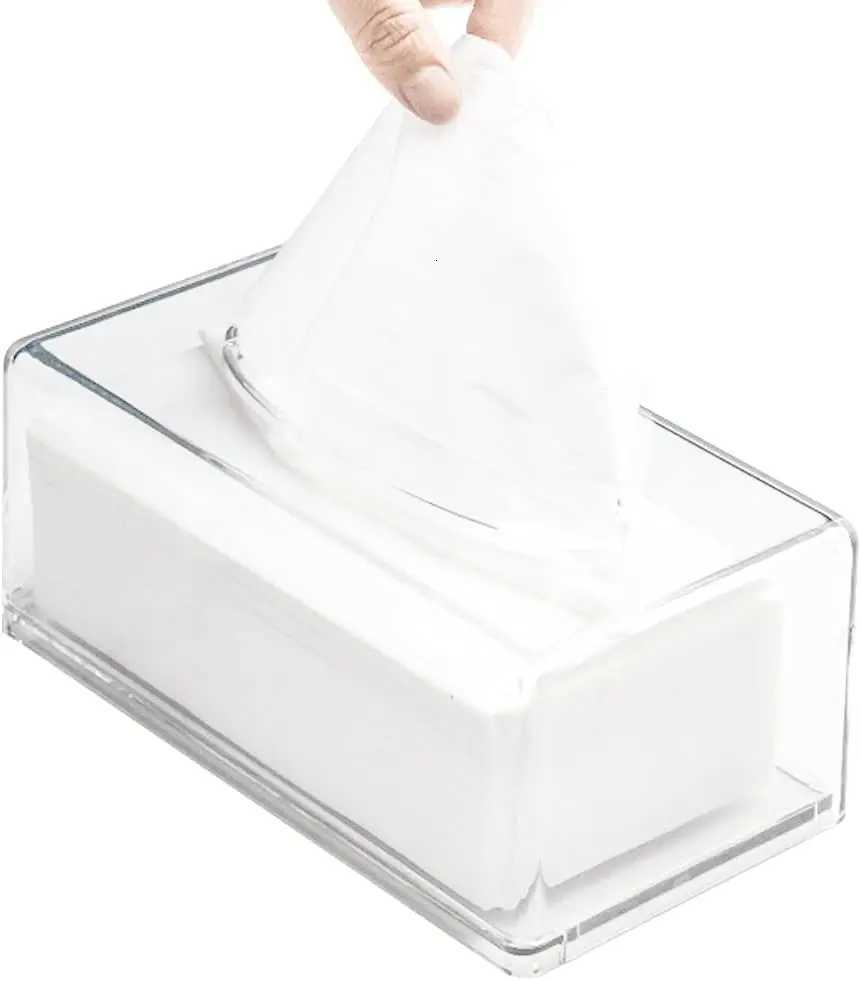 Square Clear Acrylic Tissue Box Box Covers RectangularTable Clear Dryer Sheet Dispenser for Bathroom Kitchen and CarsM251124