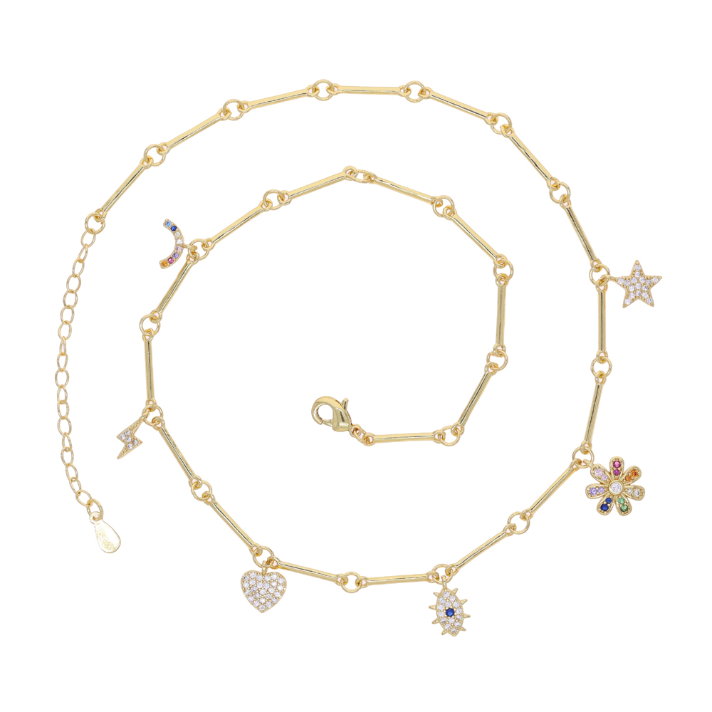 2025 New Fashion Star Heart Flower Pendant Geometry Choker Necklace For Women Girl Sweet Cute Collarbone Chain Jewelry