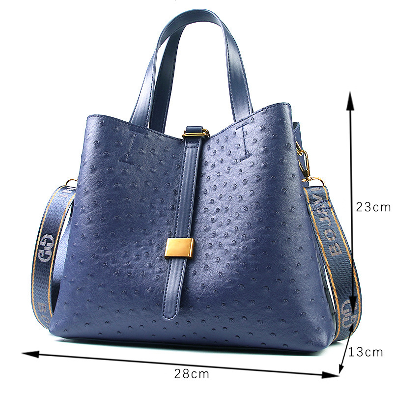 New Texture Ostrich Pattern Handbag Women S Large Capacity Single Shoulder Bucket Tote Bag
