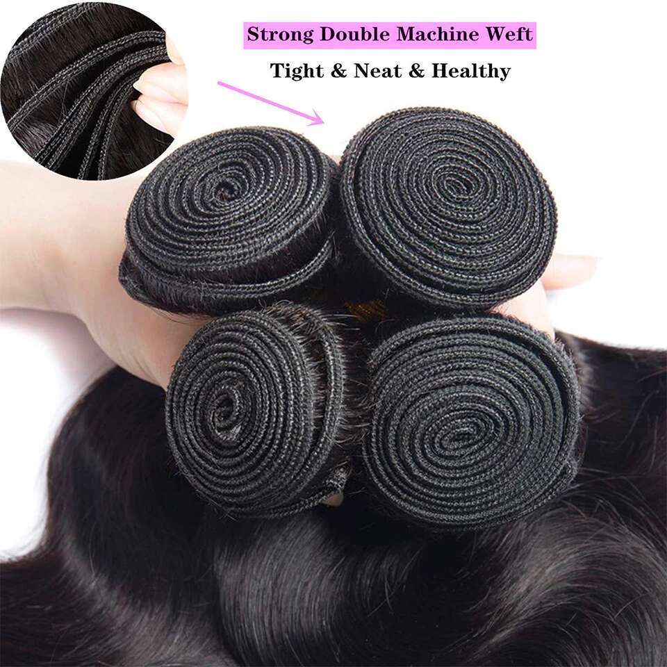 Beaufox Loose Wave Indian Weave 3/4 Bundles With Lace Closure Wavy Human Hair Extensions