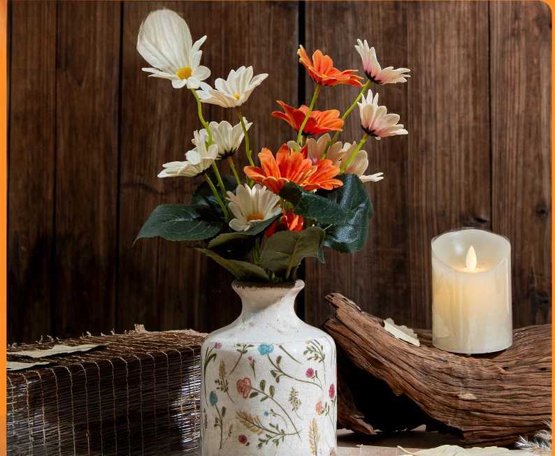 Retro Ceramic Vase Decoration Flower Arrangement Pastoral Style Small Decoration Light Luxury High Sense Flower Arrangement C251124