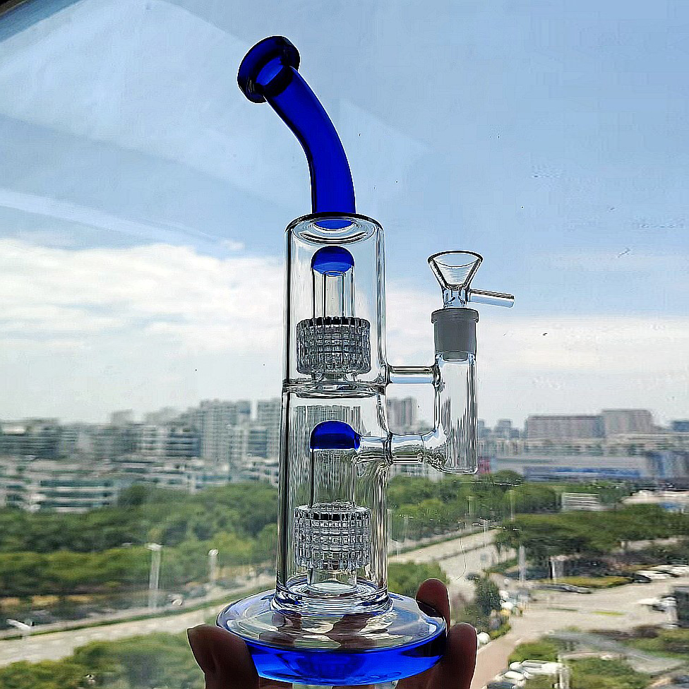 Double Chamber Matrix Percolator Glass Water Pipe Recycler Arm Tree Perc Bong Hookahs Bubbler with 14mm Joint