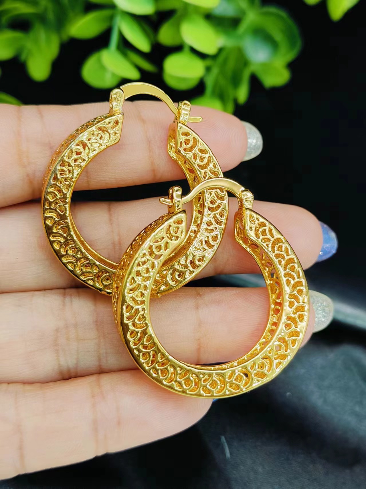 Gold-plated earrings hoop earrings ear accessories European and American popular drop earrings designer earrings moissanite earrings ohrringe gold ear - view 4