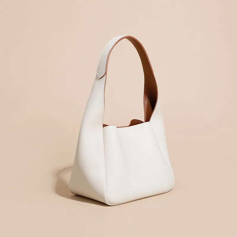 Genuine Women's Handbag Fashion Cowhide Classical Soft Leather Female Cabbage Bucket Shoulder Side Bags Designer Tote