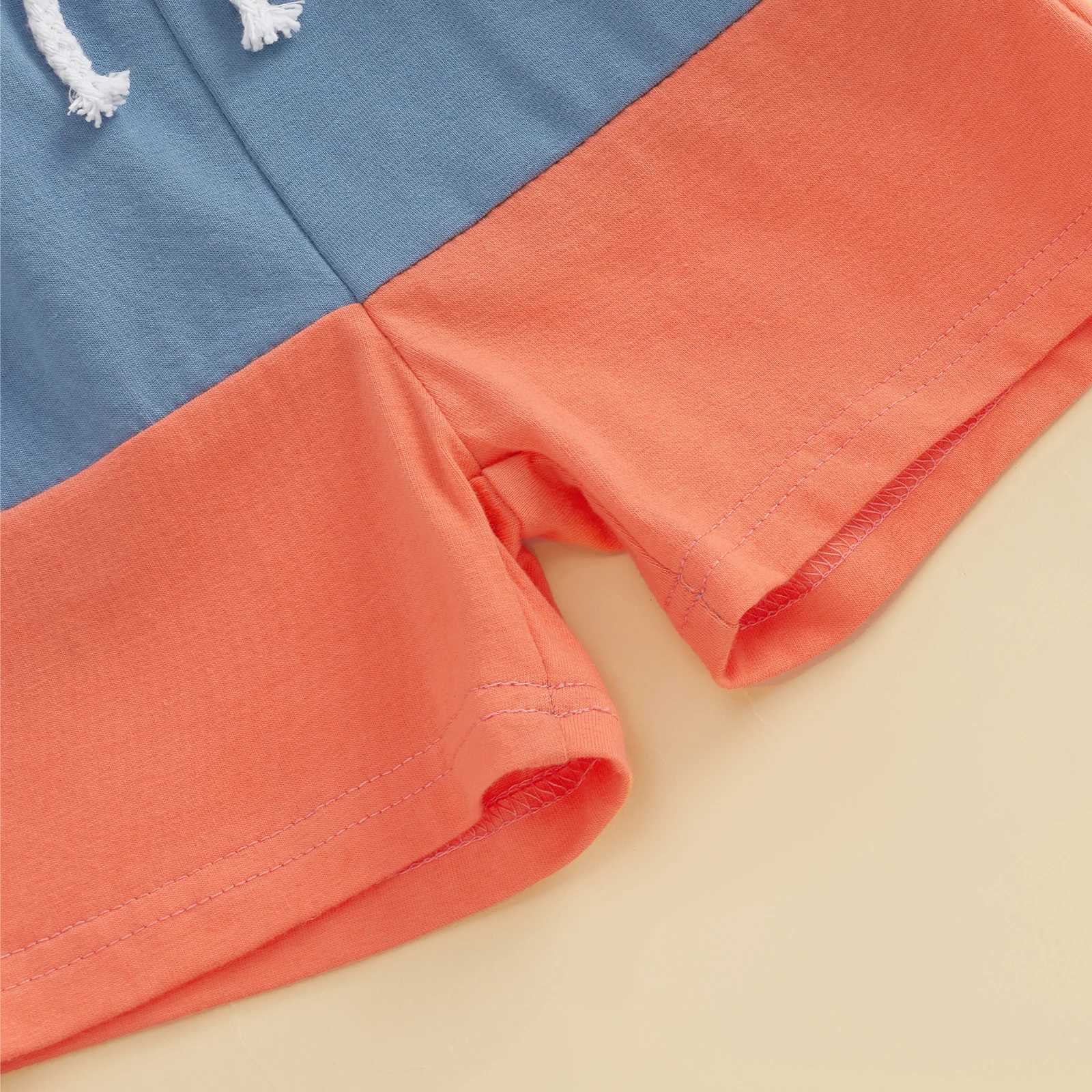 Clothing Sets Baby Boys Summer Clothes Fashion Kids Outfits Set Dinosaur Contrast Color Short Sleeve Hooded Tops Shorts Kids Suits R250424