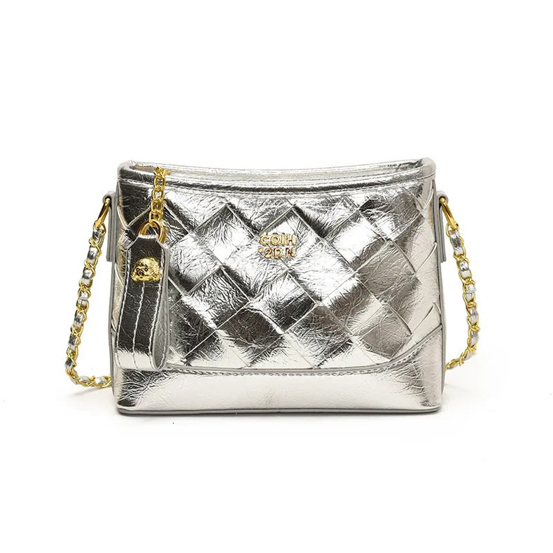 Luxury Brand Designer 2025 Autumn New Woven Chain Small Square High-End Fashion Niche Texture Women's Bag, Versatile Commuter Shoulder Crossbody 