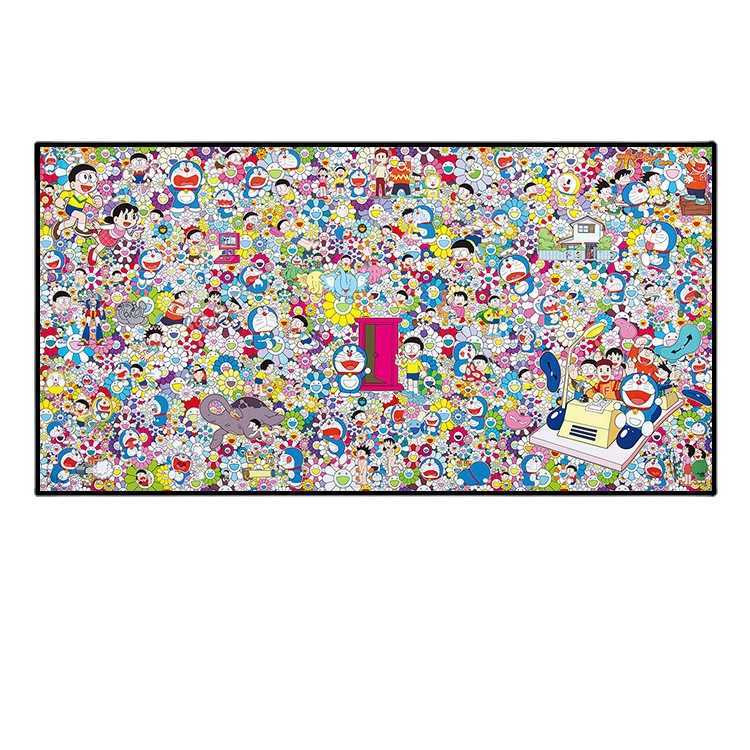 Trendy Doraemon Wall Art Modern Living Room Decorative Painting Murakami Takashi Sunflower Sofa Background Wall Art Childrens Room W251124