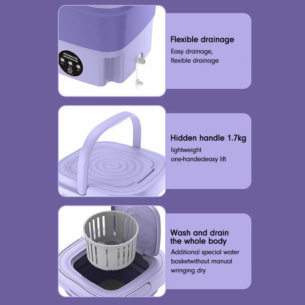 Beiou Mini Portable Washing Machine 8L with Blue Light Sterilization