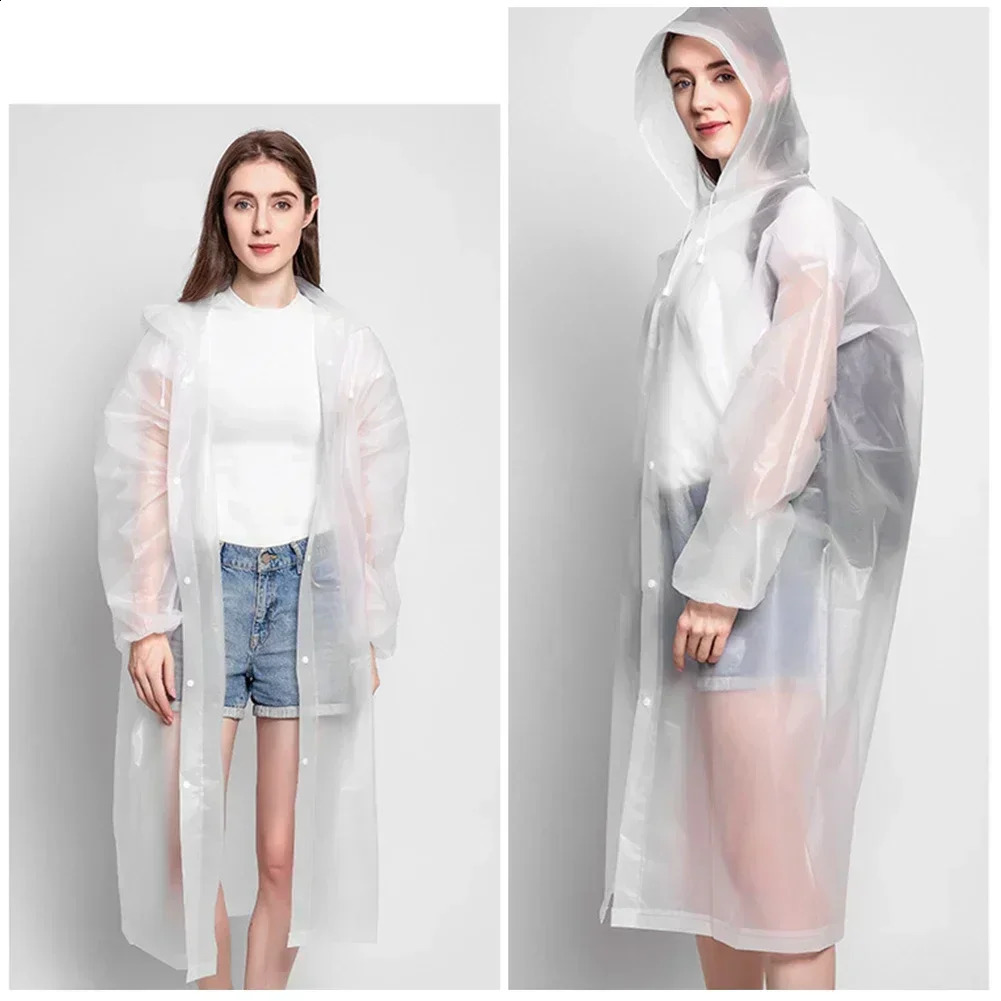 EVA Adult ren Raincoat Adult Thickened Waterproof Rain Coat Fashion Outdoor Hiking Travel Reusable Rain Jacket 250421