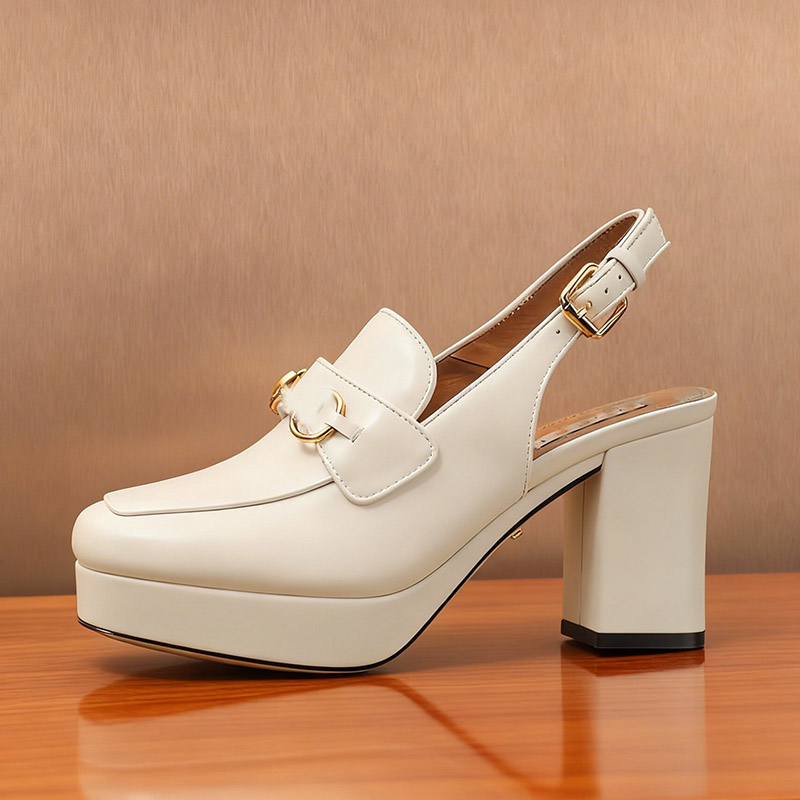 buckle sandals designer fashion shoes high heels 8.5cm Genuine Leather thick heeled waterproof platform 35-42 Roman strap women's sandal