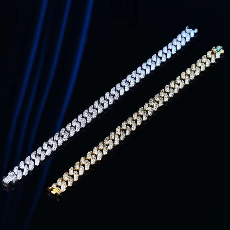 High Quality Large Gold Plated Iced Out Sterling Silver Cuban Link Chain Necklace for Men