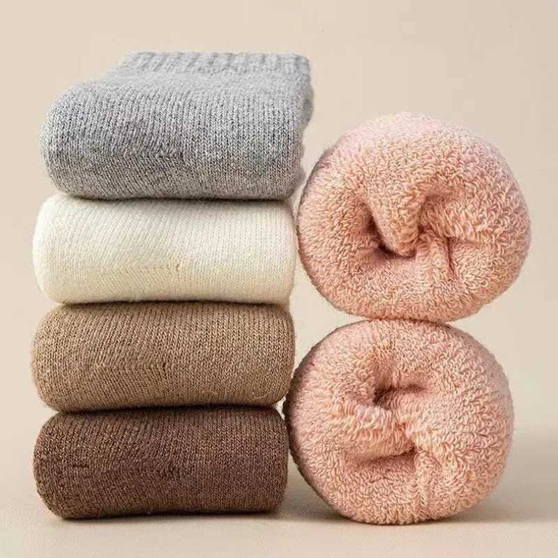 Winter 30 Wool Cashmere Warm Furry Kids Sock Chic Solid Color Calf Sock for Children Thicken Fleece Wool Autumn Warm Stockings G251124
