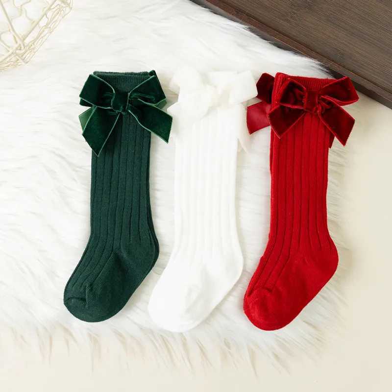 Autumn Winter Baby Girls Bowknot Knee High Socks Toddler Tube Princess Sock For Kids Knitted Socken Cute Leg Warmer 0-8Years G251124