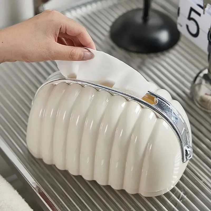 Simple Irregular Cloud Shape Tissue Box with Spring Inside Home Living Room Light luxury Shell Spring Paper Box HolderM251124