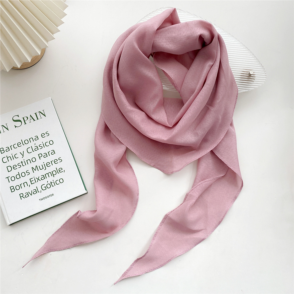 K503 Cotton and linen solid color large diamond scarf silk scarf women spring autumn summer fashion neck protection literary decorative scarf