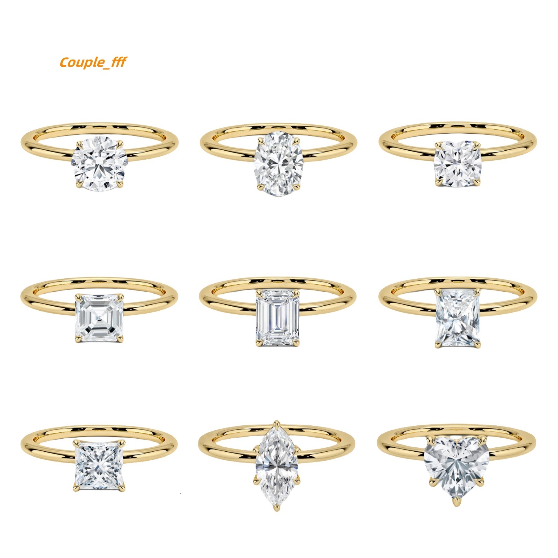 Customize Fashion Jewelry Moissanite Diamond Wedding Rings 18K Plating Gold Sterling Silver Casual Rings for Ladies Jewellery