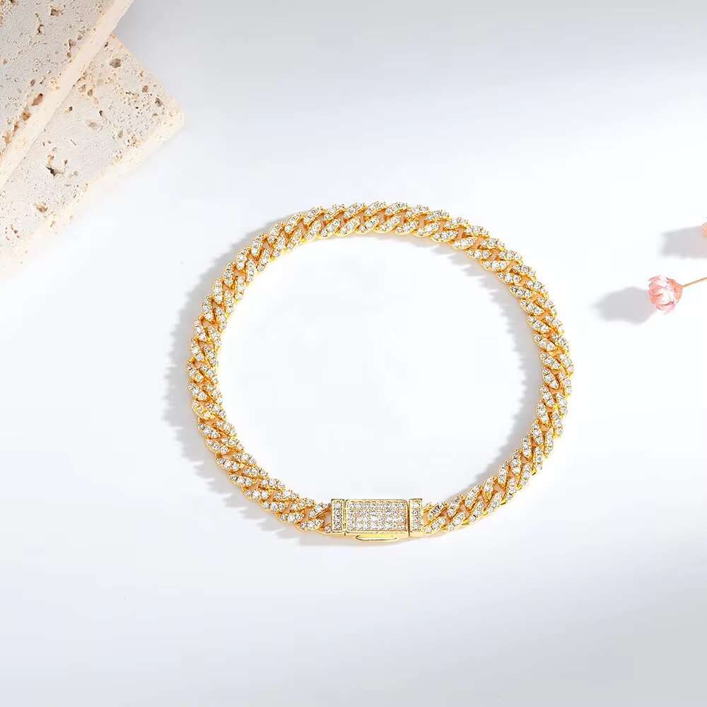 6mm 1 Row Hip Hop Iced Out CZ Zircon Collar De Cadena Cubana Eslabones Cubano Necklace Miami Cuban Link Chain for Men Women