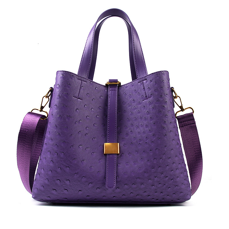 New Texture Ostrich Pattern Handbag Women S Large Capacity Single Shoulder Bucket Tote Bag