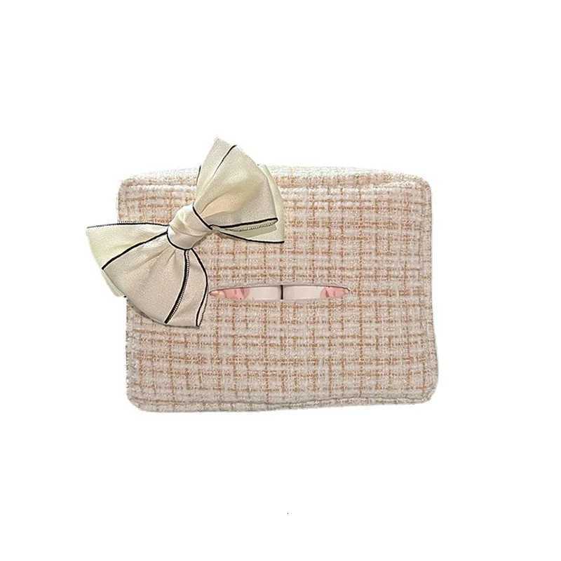 Small fragrant wind car tissue storage luxury box hanging cute bow car drawer multifunctional car tissue boxM251124