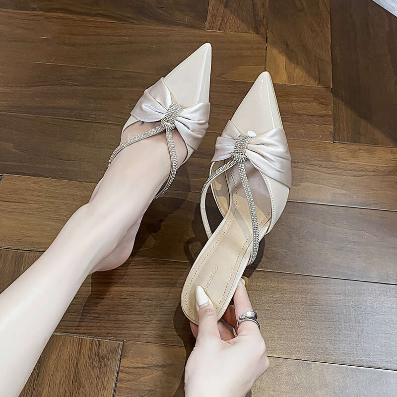 Woman Sandals Naked High Half Drag New Style Pointed Fashion Simple Atmosphere Fine Heels Versatile Ladies Sandals