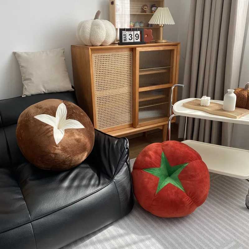 Thickened Cushion with Tomato-Shaped Pillow Vegetable Mushroom Persimmon Round Cushion Pad for Window Seat Pillows for Bedroom G251124