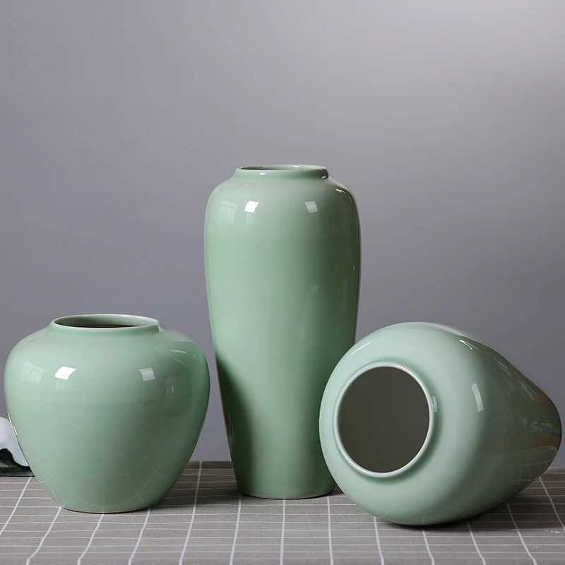 Modern minimst Jingdezhen ceramic vase ornament dining table TV cabinet living room flower arrangement decoration C251124