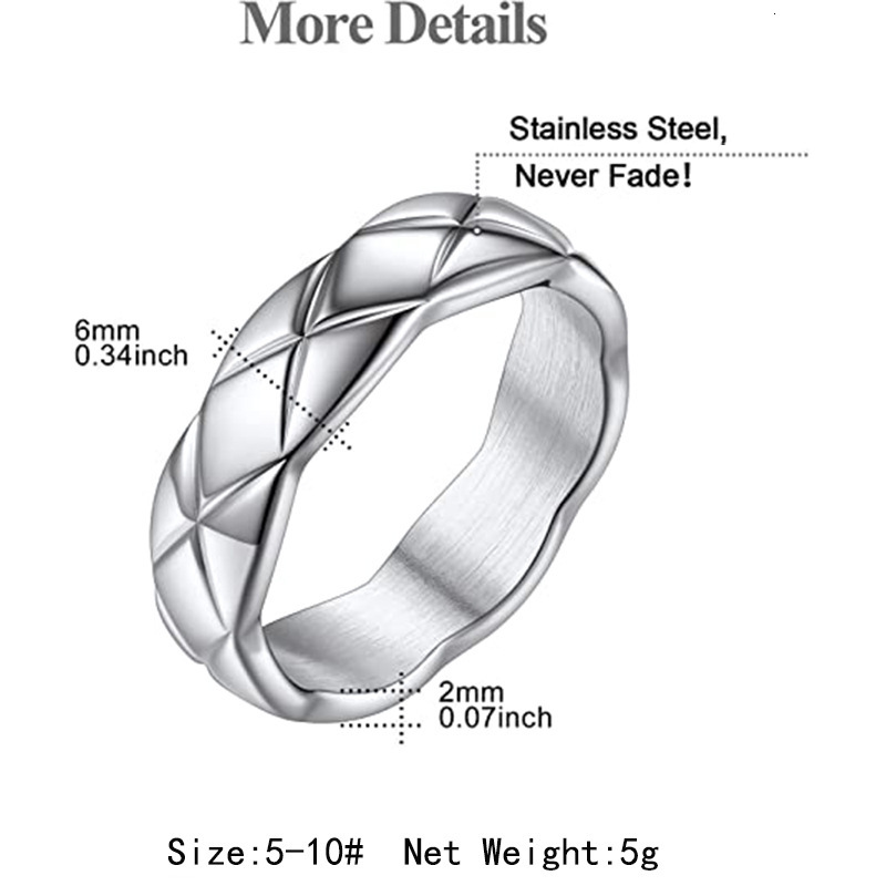 Top Source Internet Celebrity Wind Wave Edge Smooth Diamond Pattern Fashion Couple Titanium Cross Grid Finger Ring