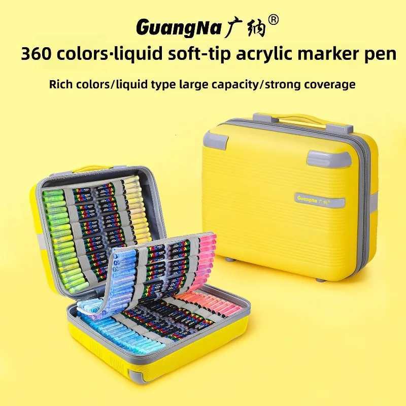 GUANGNA 360 Colors Direct Liquid Acrylic Paint Pens Markers Brush Tip Paint Markers for Rock Wood Canvas Christmas Gift DIY G251124