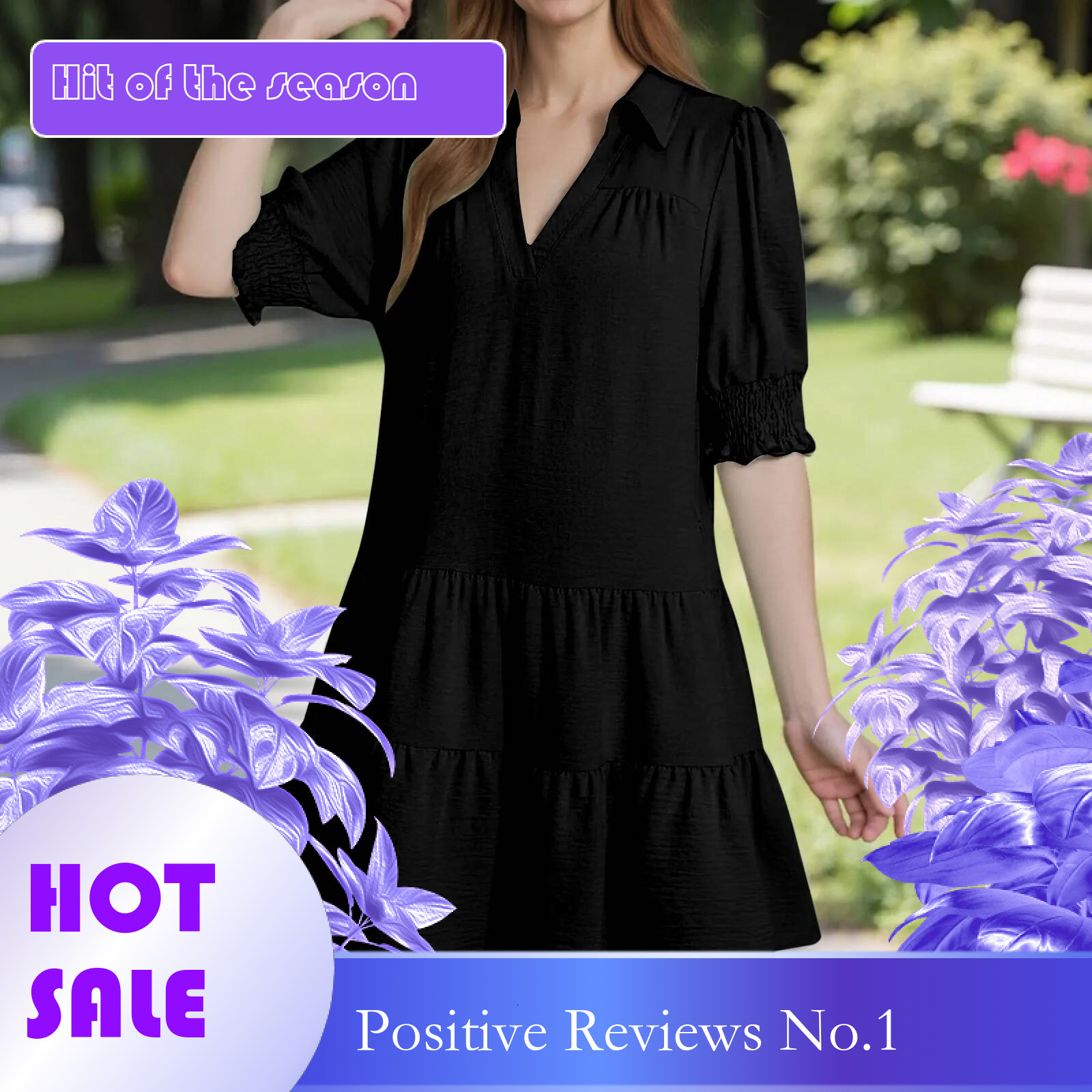 Dongdumaoyi Casual Dresses For Women Lapel Collared V Neck Mid Sleeved Pleated Summer Short Dress For Spring
