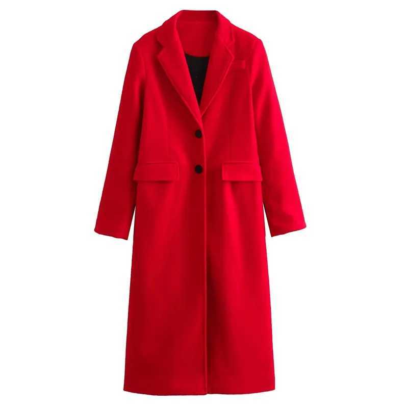 HXAO Winter Coats Woman 2024 Red Long Coats For Women Autumn Faux Wool Coat Casual Long Sleeve Coat Elegant Womens Overcoat J251124