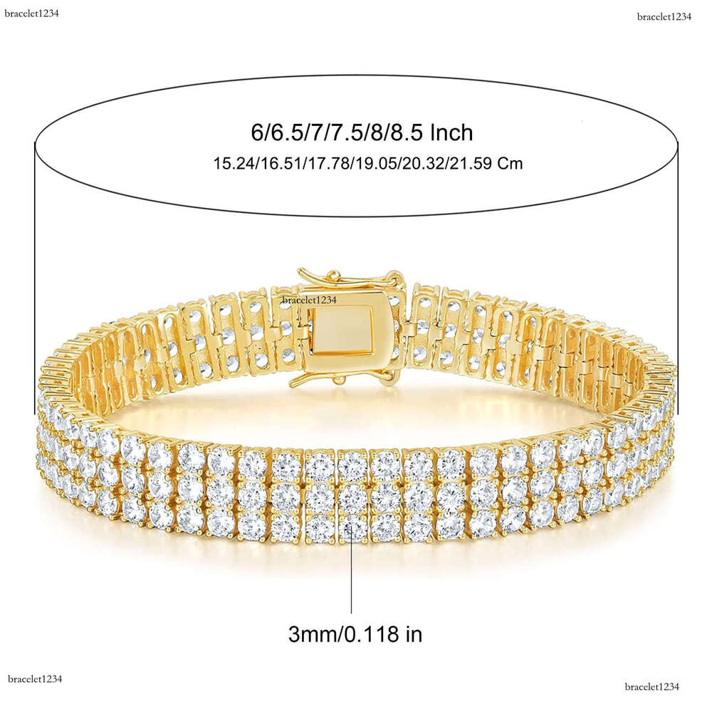 New Arrival 2 Rows 3 Rows Tennis Bracelets Sterg Sier Jewelry Fashion Iced Out Moissanite Bracelet for Men and Women